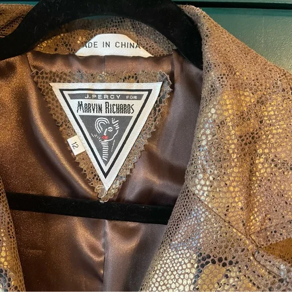 Vintage Womens Snake Print Coat Trench Style Leather Jacket Sz 12 - Picture 3 of 5